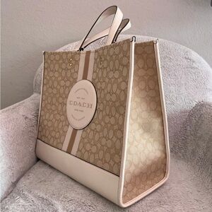 Coach Dempsey Tote 40 Bag in Signature Jacquard with Stripe and Coach Patch